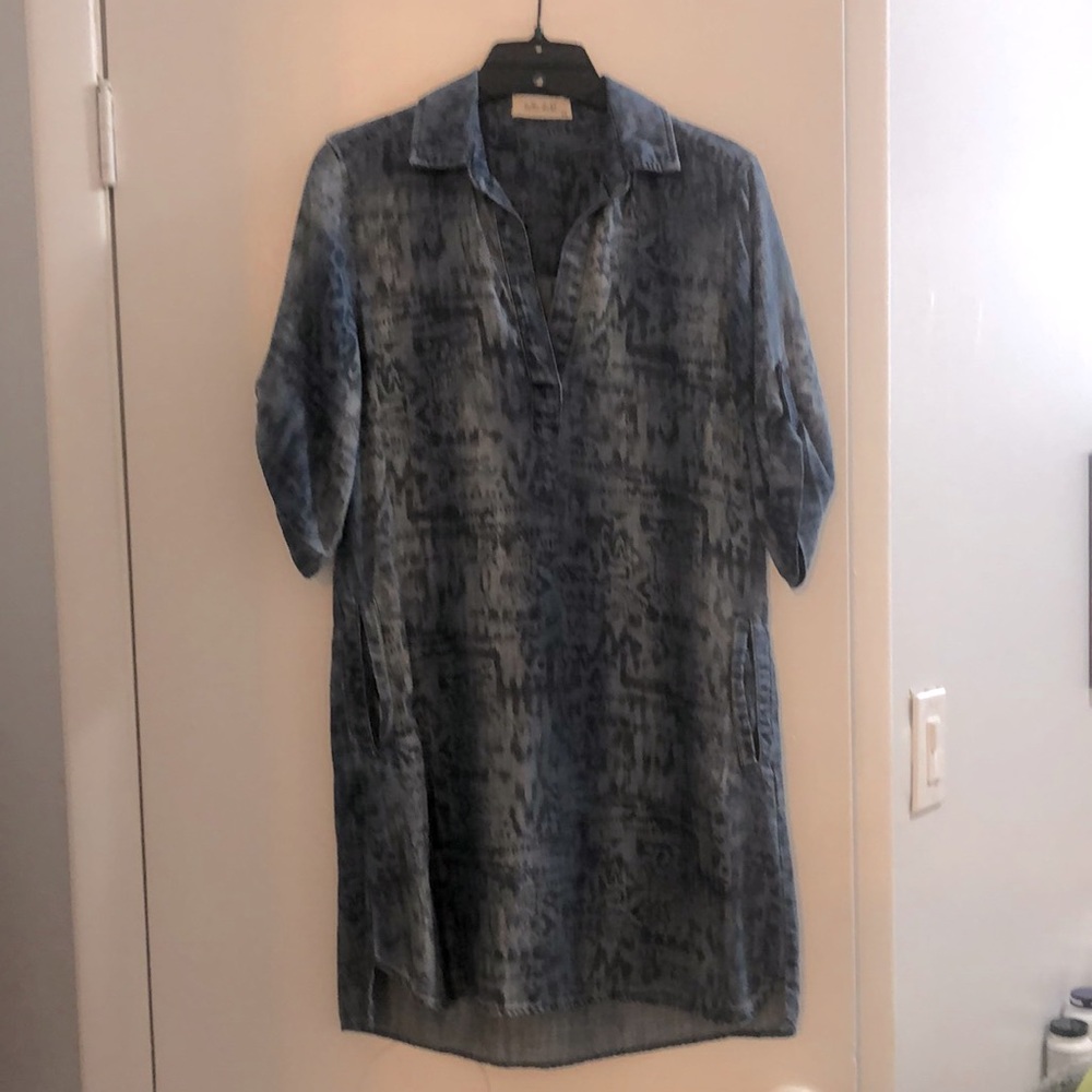 Bella Dahl Ikat Chambray Shirt Dress; size XS